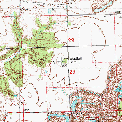 Topographic Map of Westfall Cemetery, IL