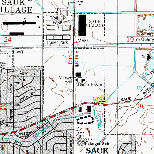 Topographic Map of Sauk Village Village Hall, IL