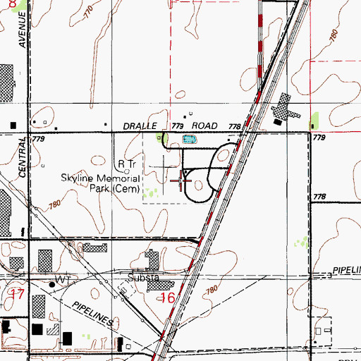 Topographic Map of Skyline Memorial Park and Crematory, IL