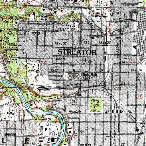 Topographic Map of Streator Township High School, IL