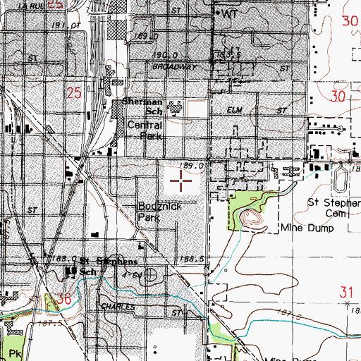 Topographic Map of Bodznick Park, IL