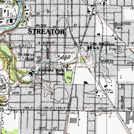 Topographic Map of Oakland Park Elementary School, IL