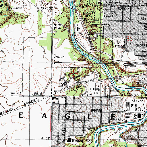 Topographic Map of River View Cemetery, IL
