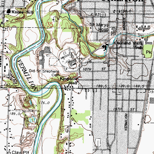Topographic Map of Kingdom Hall, IL