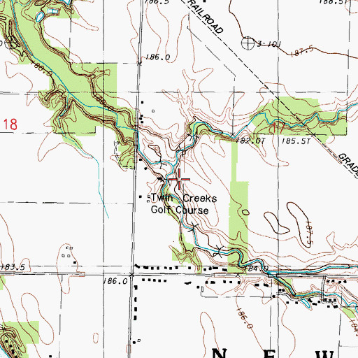 Topographic Map of Twin Creeks Golf Course, IL