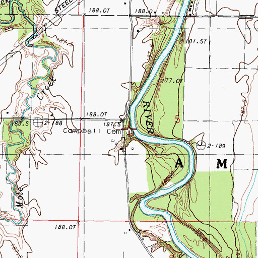 Topographic Map of Campbell Cemetery, IL