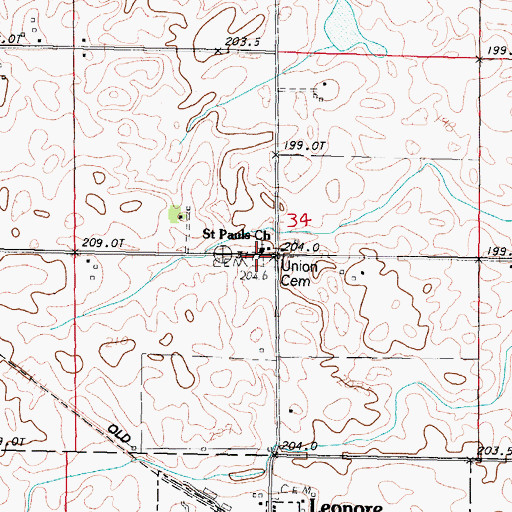 Topographic Map of Union Cemetery, IL