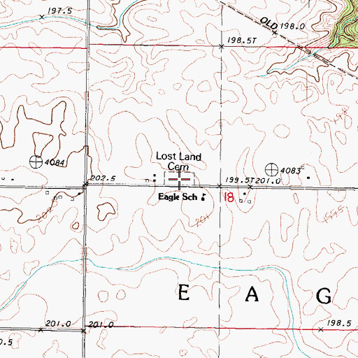 Topographic Map of Lostlands Cemetery, IL