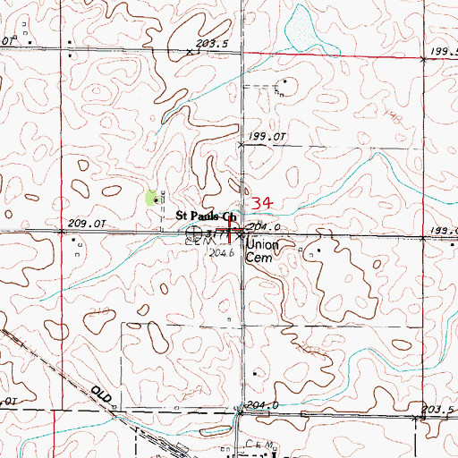 Topographic Map of Saint Pauls Church, IL