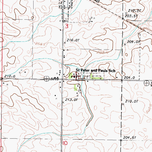 Topographic Map of Saint Peter and Pauls School, IL