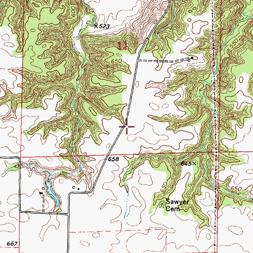 Topographic Map of Sawyer School (historical), IL