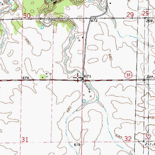 Topographic Map of Shaws Point School (historical), IL