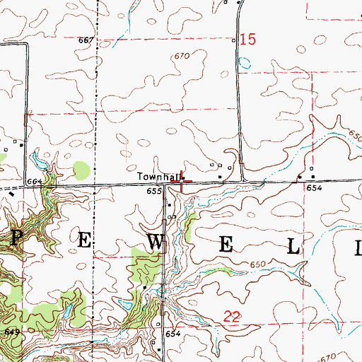 Topographic Map of Hopewell Townhall, IL