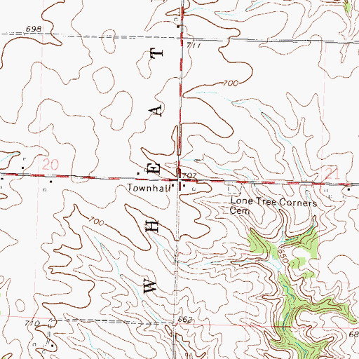Topographic Map of Lone Tree Corners, IL