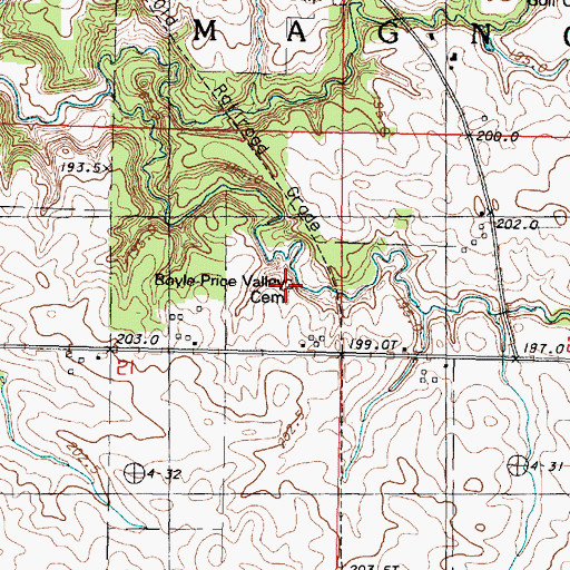 Topographic Map of Boyle-Price Valley Cemetery, IL