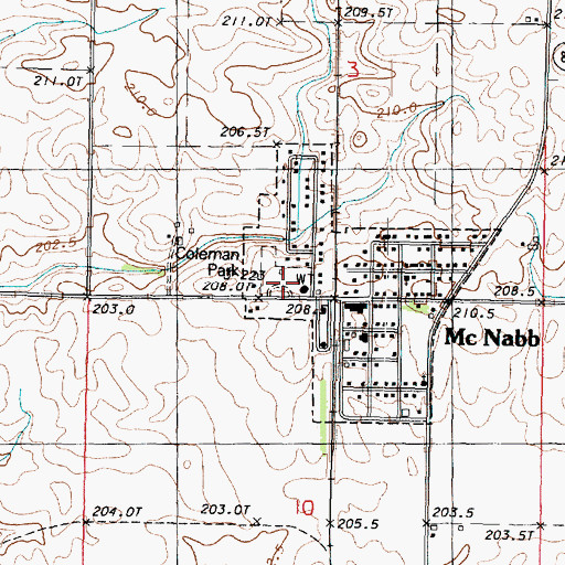 Topographic Map of Coleman Park, IL