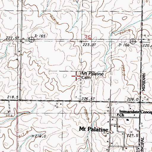 Topographic Map of Mount Palatine Cemetery, IL
