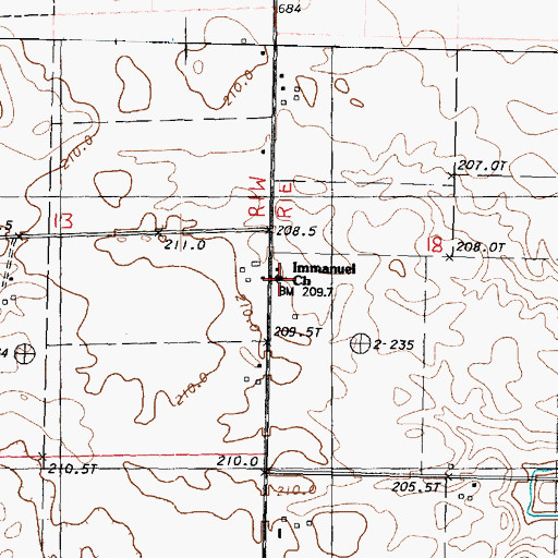 Topographic Map of Immanuel Church, IL