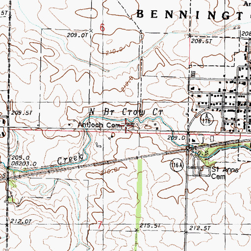 Topographic Map of Antioch Cemetery, IL