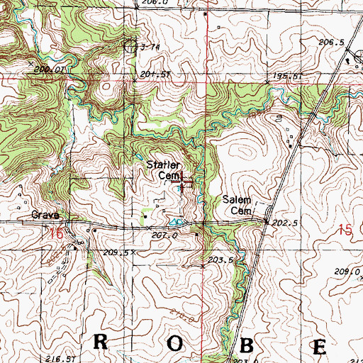 Topographic Map of Statler Cemetery, IL