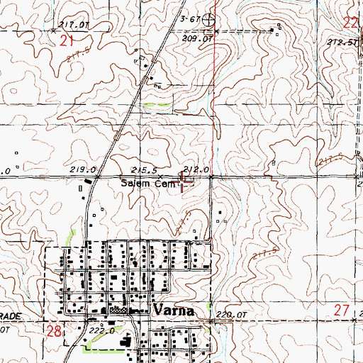 Topographic Map of Salem Cemetery, IL