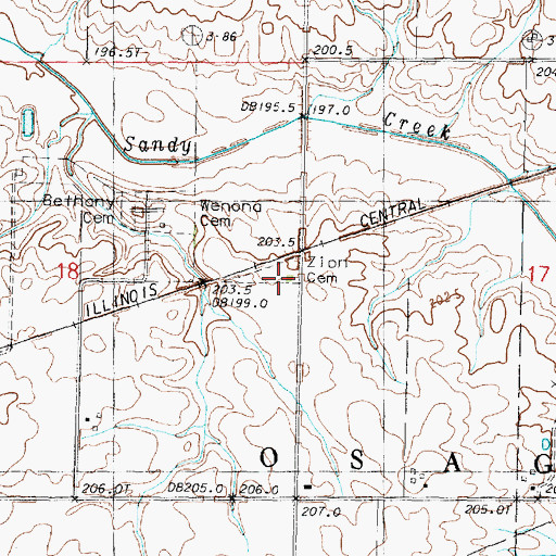 Topographic Map of Zion Cemetery, IL