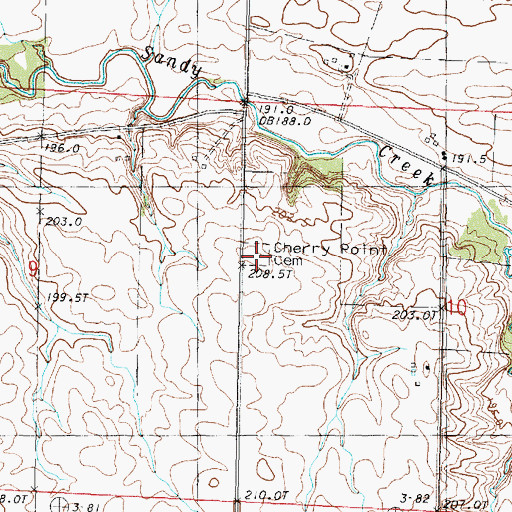 Topographic Map of Cherry Point Cemetery, IL