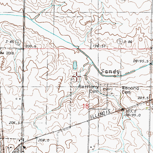 Topographic Map of Bethany Cemetery, IL