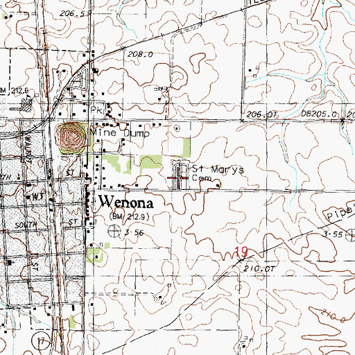 Topographic Map of Saint Mary's Cemetery, IL