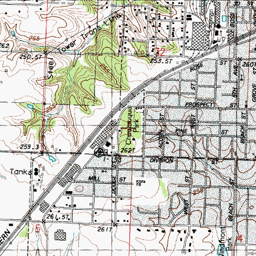 Topographic Map of Chautauqua Park, IL