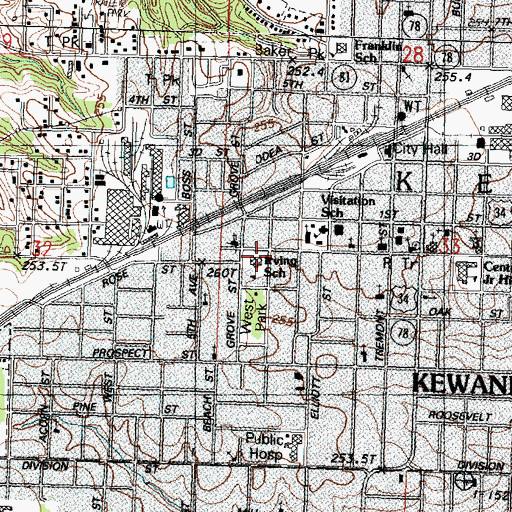 Topographic Map of Irving Elementary School, IL