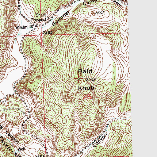 Topographic Map of Bald Knob, CO