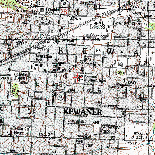 Topographic Map of Central Junior High School, IL