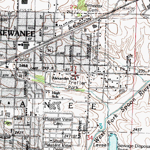 Topographic Map of B Alexander Elementary School, IL