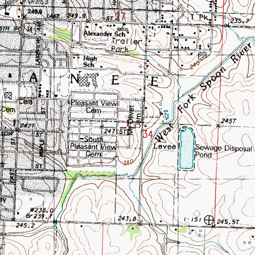 Topographic Map of Mount Olivet Cemetery, IL