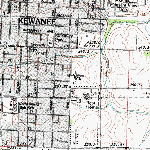 Topographic Map of Zion Lutheran Church, IL