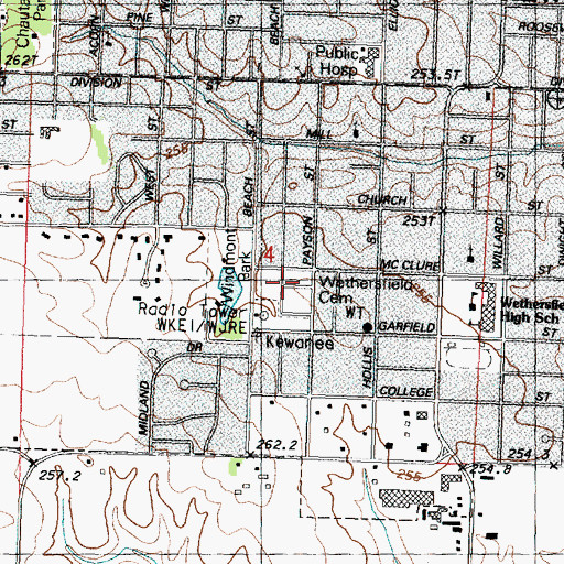 Topographic Map of Wethersfield Cemetery, IL