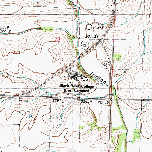 Topographic Map of Black Hawk College, IL