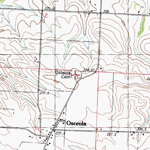Topographic Map of Osceola Cemetery, IL