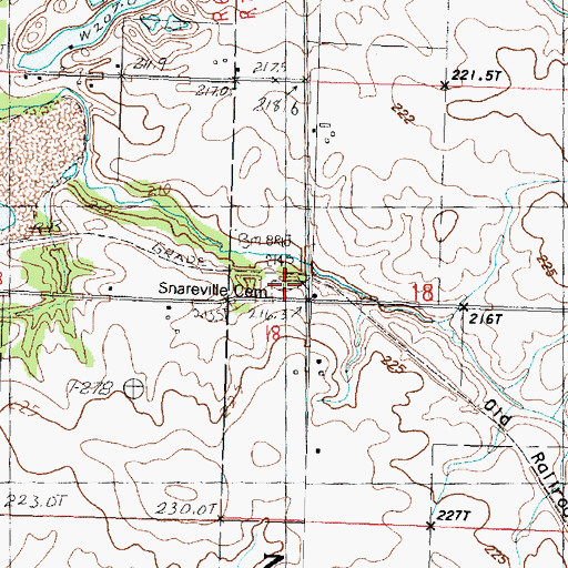 Topographic Map of Snareville Cemetery, IL