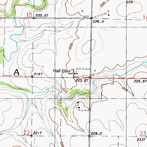 Topographic Map of Hall Cemetery, IL