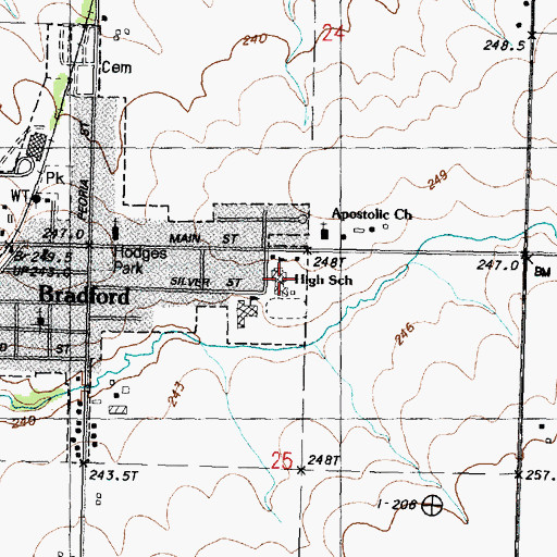 Topographic Map of Bradford High School, IL