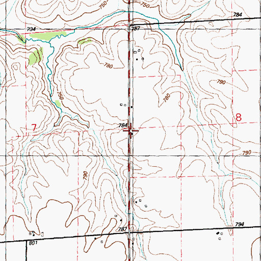 Topographic Map of Kansas School (historical), IL