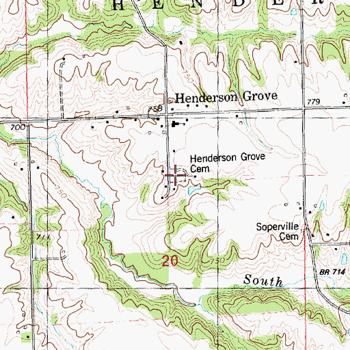 Topographic Map of Henderson Grove Cemetery, IL