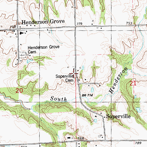 Topographic Map of Soperville Cemetery, IL