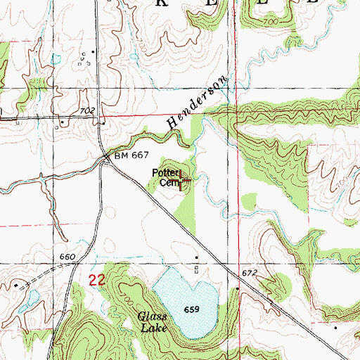 Topographic Map of Potter Cemetery, IL