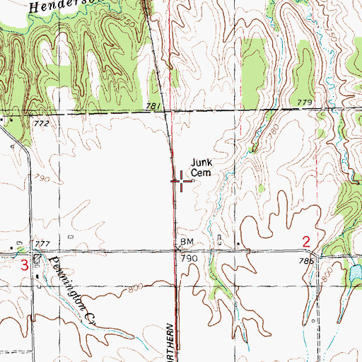 Topographic Map of Junk Cemetery, IL