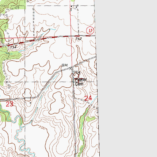 Topographic Map of Fraker Cemetery, IL