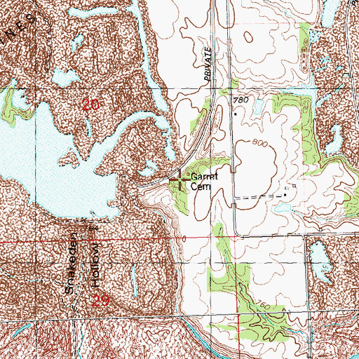 Topographic Map of Garret Cemetery, IL