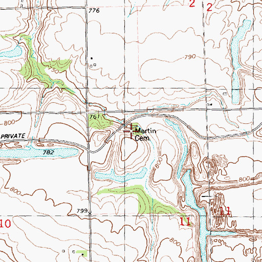 Topographic Map of Martin Cemetery, IL
